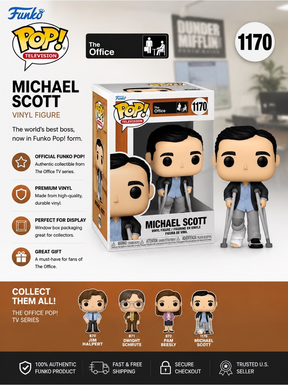 Funko Michael Scott Pop! Vinyl Figure — Blue Jacket, Gray Pants